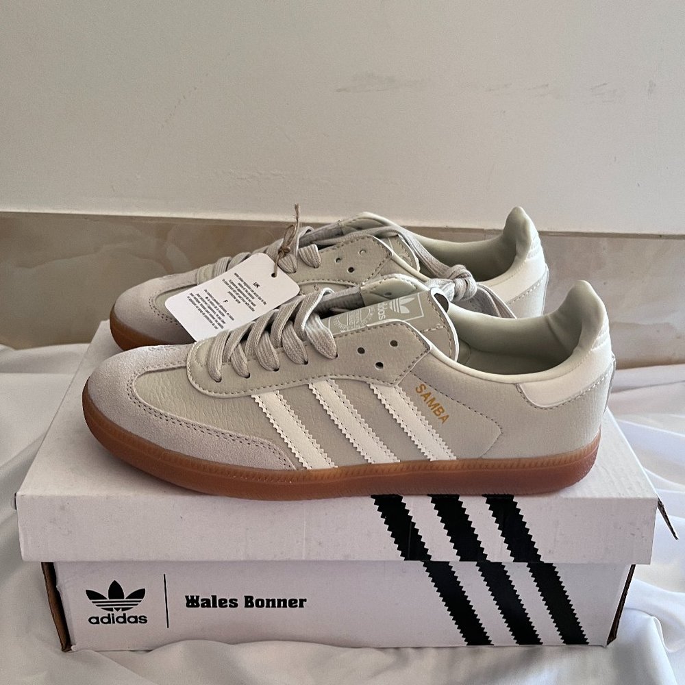 NEW Adidas Samba OG Aluminum Gum - Women's Size - Chalk White Beige Shoes